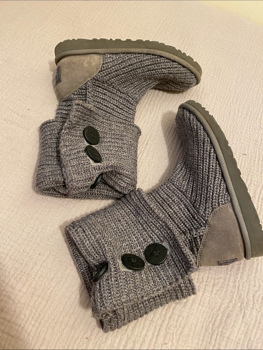 UGG Gray Knit Button Bootie Size 7